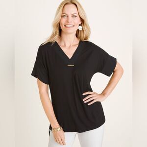 Chico's V-Neck Tee Black - size L (2-Chicos)